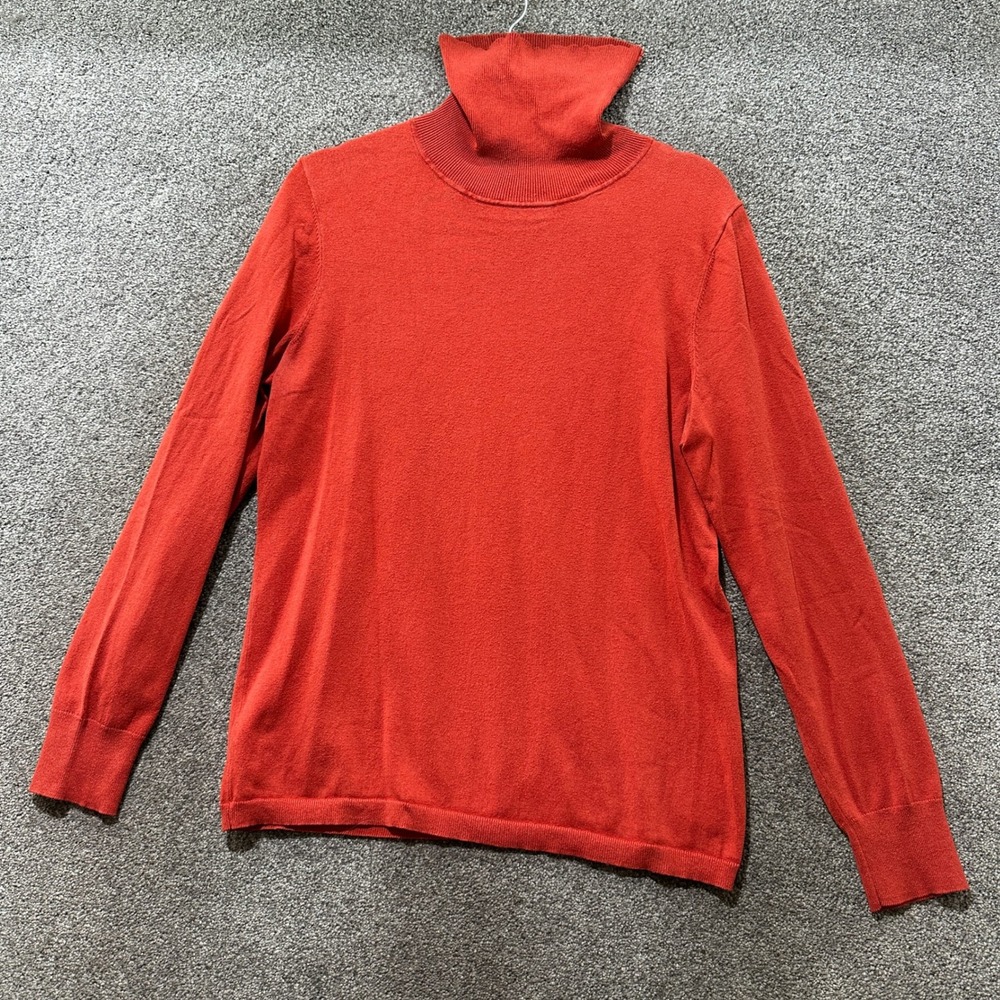 Talbots Turtleneck Sweater Womens Large Orange Cotton Long Sleeve Classic Preppy